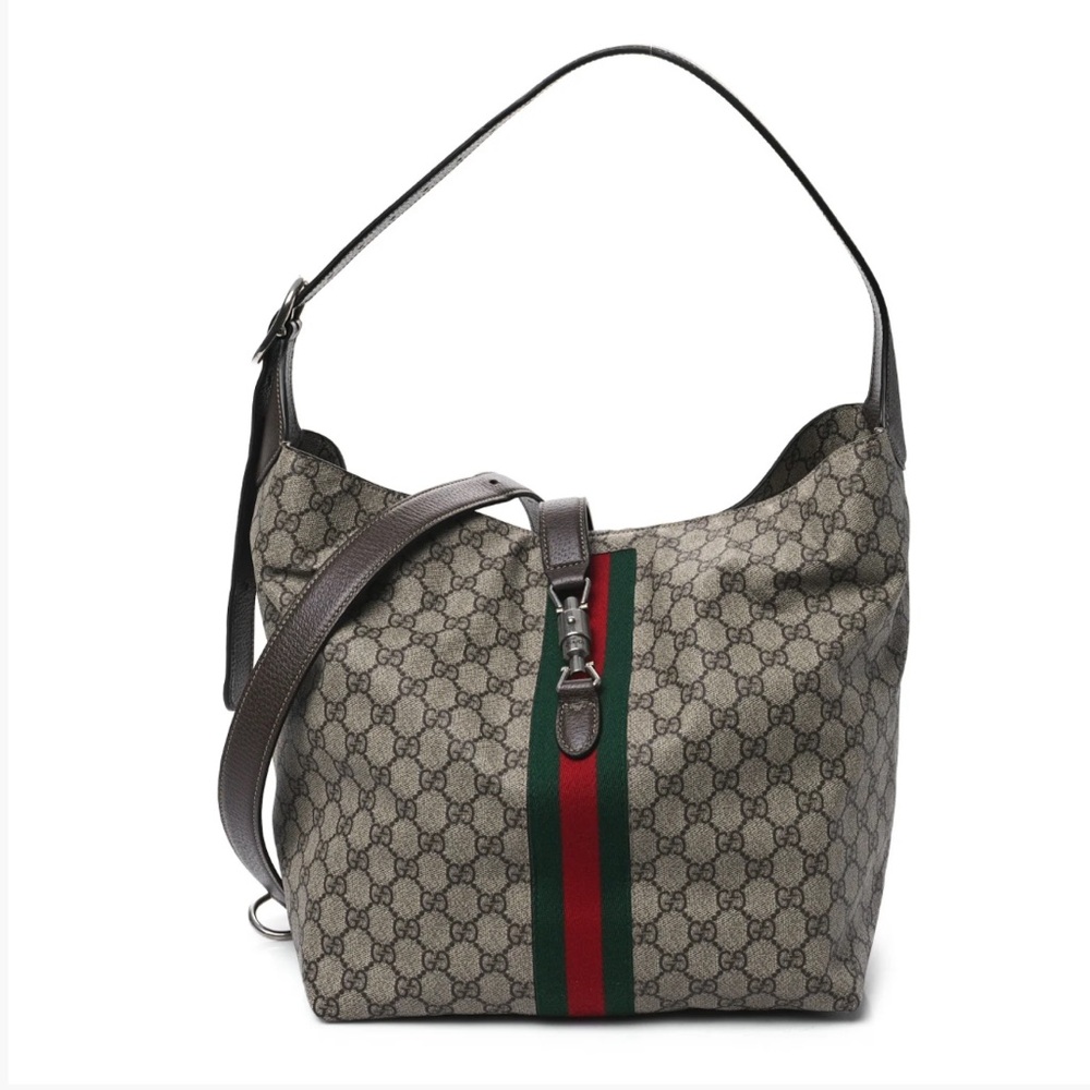 Gucci Supreme Monogram Calfskin Web Small Jackie 1961 Shoulder Bag